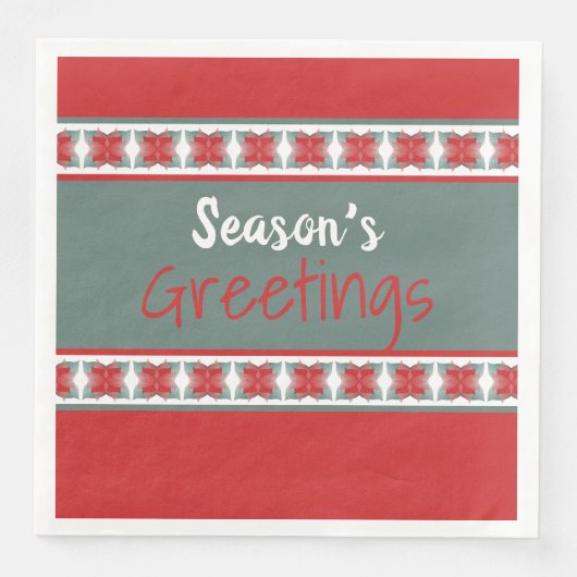 Schuur Rood en Turquoise Vakantie Groet Servetten (Voorkant)