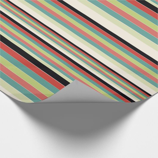 Schuur Rood Groen en Blauwgroen Cadeaupapier (Hoek)