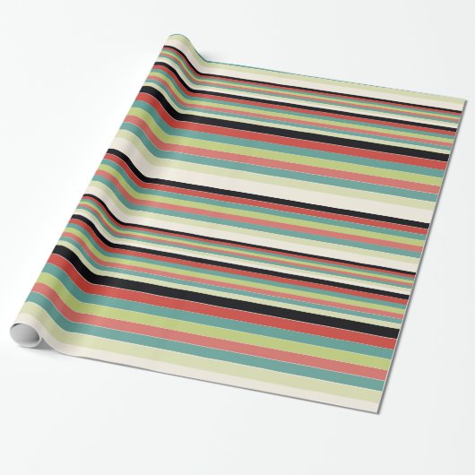 Schuur Rood Groen en Blauwgroen Cadeaupapier (Uitgerold)