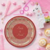 Schuur rood met crème papieren bordje (Feest)