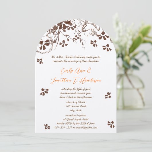 Schuur Rustieke Bloemboog Vorm bruiloft Kaart (Staand voorkant)