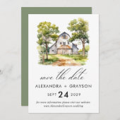 Schuur Save the Date, Rustieke boerderij QR code Kaart (Voorkant / Achterkant)