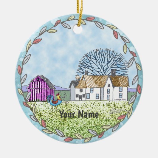 Schuur scène keramisch ornament (Voorkant)