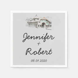 Schuur schets bruiloft servet