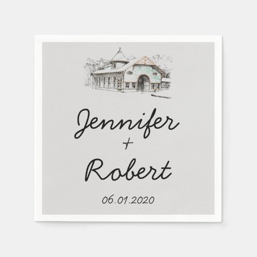 Schuur schets bruiloft servet (Voorkant)