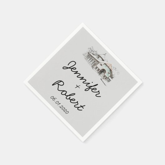 Schuur schets bruiloft servet (Hoek)