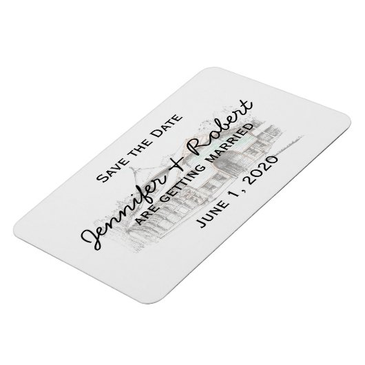 Schuur Schets Land Bruiloft Save the Date Magneet (Linkerzijde)