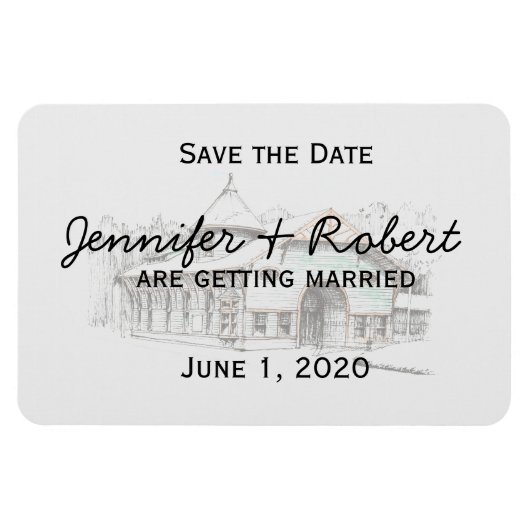 Schuur Schets Land Bruiloft Save the Date Magneet (Horizontaal)