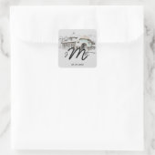 Schuur schets land Monogram Sticker (Tas)