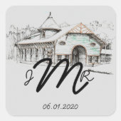 Schuur schets land Monogram Sticker (Voorkant)