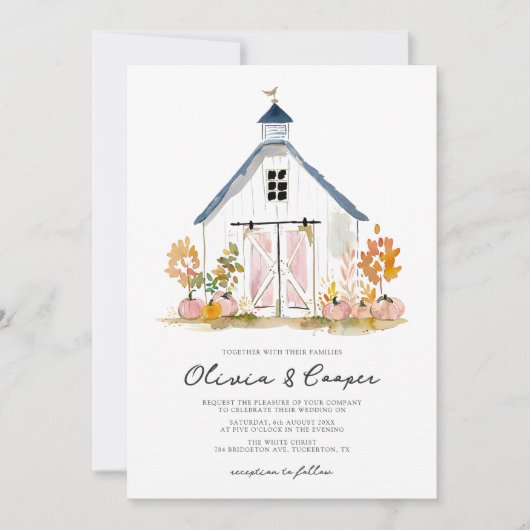 Schuur stijl rustieke boerderij bruiloft kaart (Voorkant)