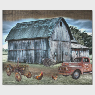Schuur Truck Haan Zag Wagon Wiel Cadeaupapier