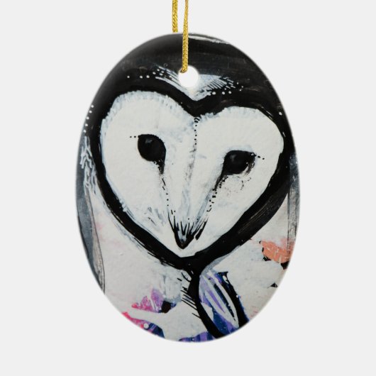 Schuur Uil Art Keramisch Ornament (Achterkant)