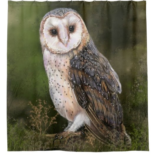 Schuur Uil Douche Gordijn - Schilderij (Voorkant)