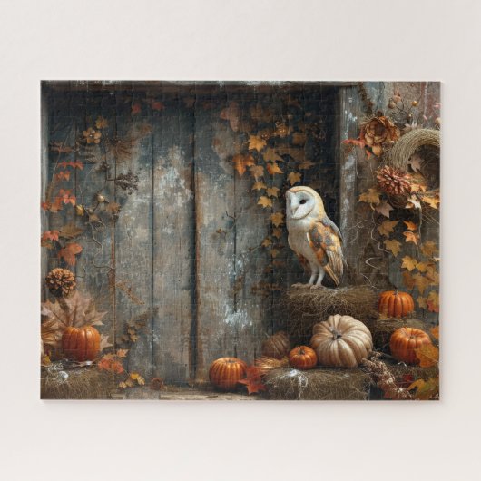  Schuur Uil en Schuur Hout Herfst 16x20 Legpuzzel (Horizontaal)