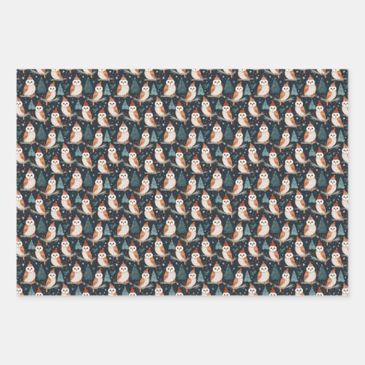 Schuur Uil Kerst Wrapping Papier Inpakpapier Vel (Voorkant)