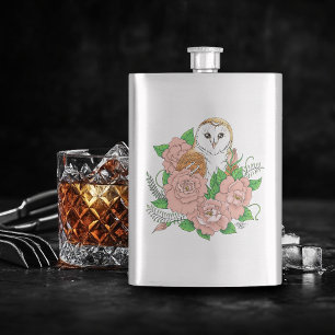 Schuur Uil Roze Bloemen Blauw Flacon