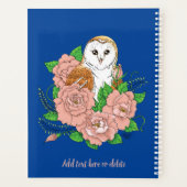 Schuur Uil Roze Bloemen Blauw Planner (Achterkant)