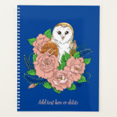 Schuur Uil Roze Bloemen Blauw Planner (Voorkant)