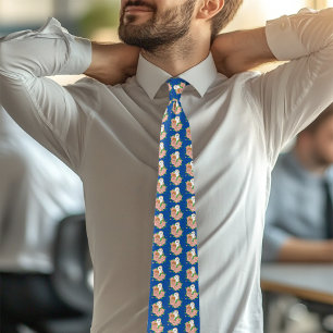 Schuur Uil Roze Bloemen Blauw Stropdas