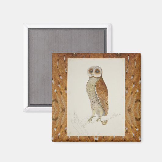 Schuur uil rustieke  natuur illustratie verjaard magneet (Voorkant / Achterkant)