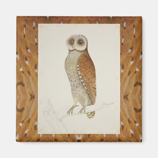 Schuur uil rustieke  natuur illustratie verjaard magneet (Voorkant)