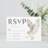 Schuur uil waterverf Bruiloft antwoord kaarten RSV (Staand voorkant)