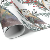 Schuur uilen in een jeneverboom bos cadeaupapier (Rol Hoek)