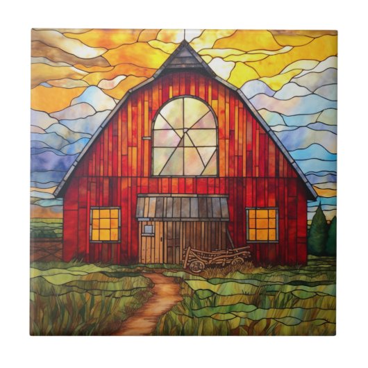 schuur van kunstglas tegeltje (Voorkant)