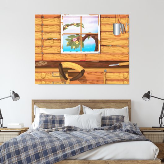 Schuur voor potgrond canvas afdruk (Insitu (Slaapkamer))