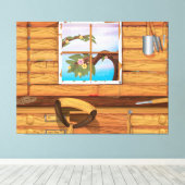 Schuur voor potgrond canvas afdruk (Insitu (Houten vloer))