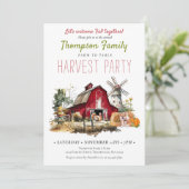 Schuur Windmolen Herfst Oogst Party Thanksgiving Kaart (Staand voorkant)