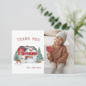 schuur | Winter Boerderij thema Verjaardag Dank u Bedankkaart (Staand voorkant)