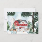schuur | Winter Boerderij thema Verjaardag Dank u Bedankkaart (Achterkant)