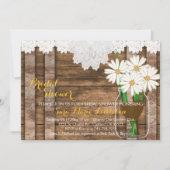 Schuur Wood Mason Jar - Witte Daisies Vrijgezellen Kaart (Voorkant)