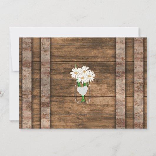 Schuur Wood Mason Jar - Witte Daisies Vrijgezellen Kaart (Achterkant)