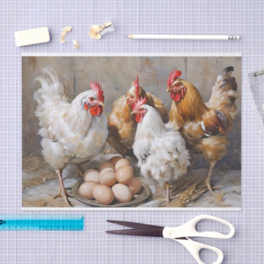 Schuur Yard Kippen en Eieren Decoupage Tissuepapier (Craft)
