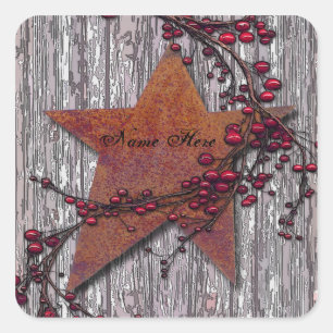 Schuurborden Rusted Star Vierkante Sticker