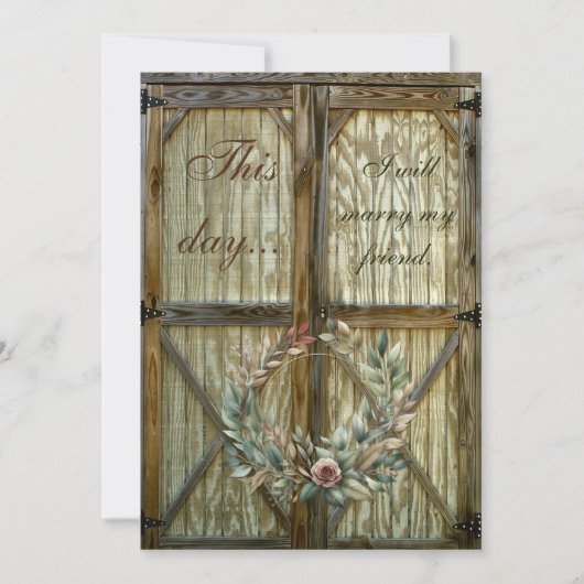 Schuurdeur en Roos Bloemenbruiloft Uitnodiging (Voorkant)