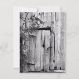 Schuurdeur in zwart-wit briefkaart