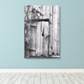 Schuurdeur in zwart-wit Canvasprint Canvas Afdruk (Insitu (Houten vloer))