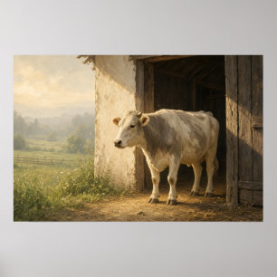 Schuurdeur Koe Pastorale Poster
