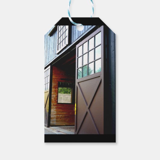 Schuurdeur perspectief cadeaulabel (Voorkant)