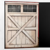 Schuurdeur rustiek land Kerstmis Foto Drieluik Uitnodiging (Binnenzijde eerst)