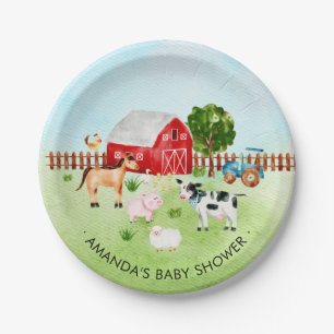 Schuurdieren Boerderijdieren Baby shower 7" Bord