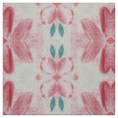 Schuurrood bloemmotief met turquoise stof (Swatch)