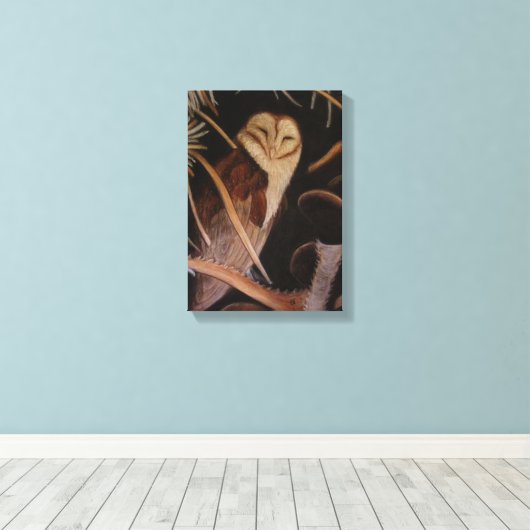 Schuuruil in pastel dierenschildering canvas afdruk (Insitu (Houten vloer))