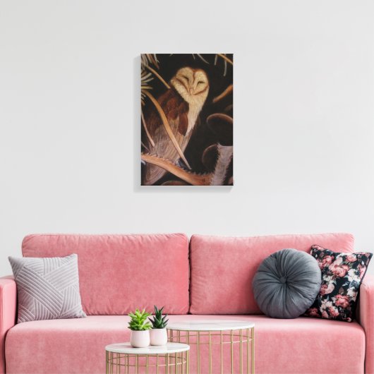 Schuuruil in pastel dierenschildering canvas afdruk (Insitu (Woonkamer))