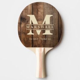 Schuurvloerplanken Monogram & Naam Overlay Tafeltennisbatje