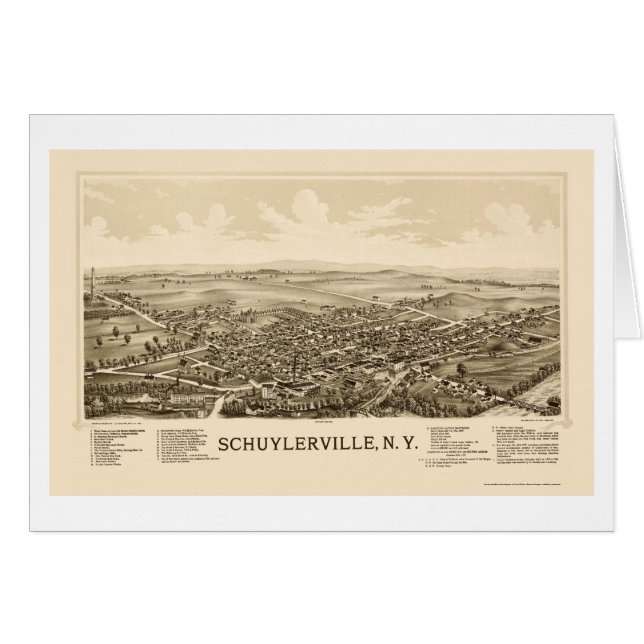 Schuylerville, NY Panoramic Map - 1889 (Voorkant Horizontaal)